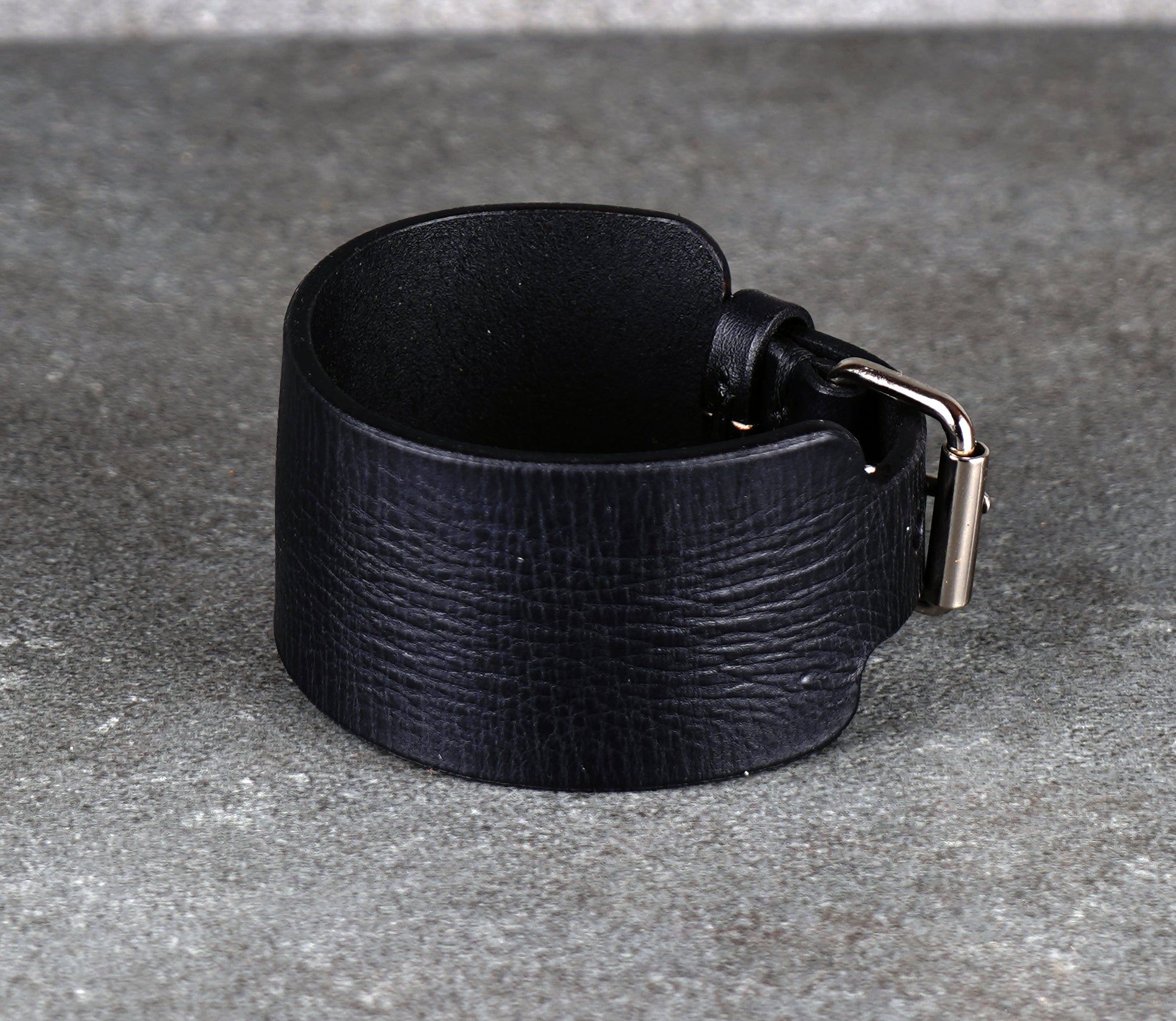 Black leather cuff bracelet
