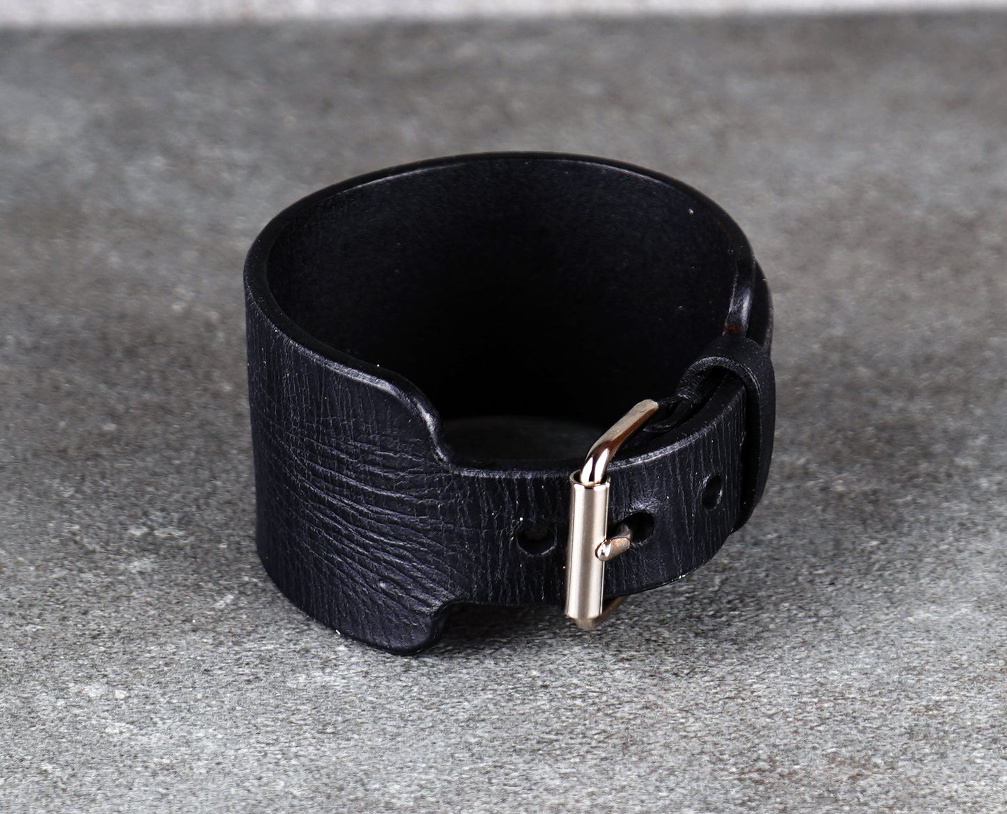 Black leather cuff bracelet