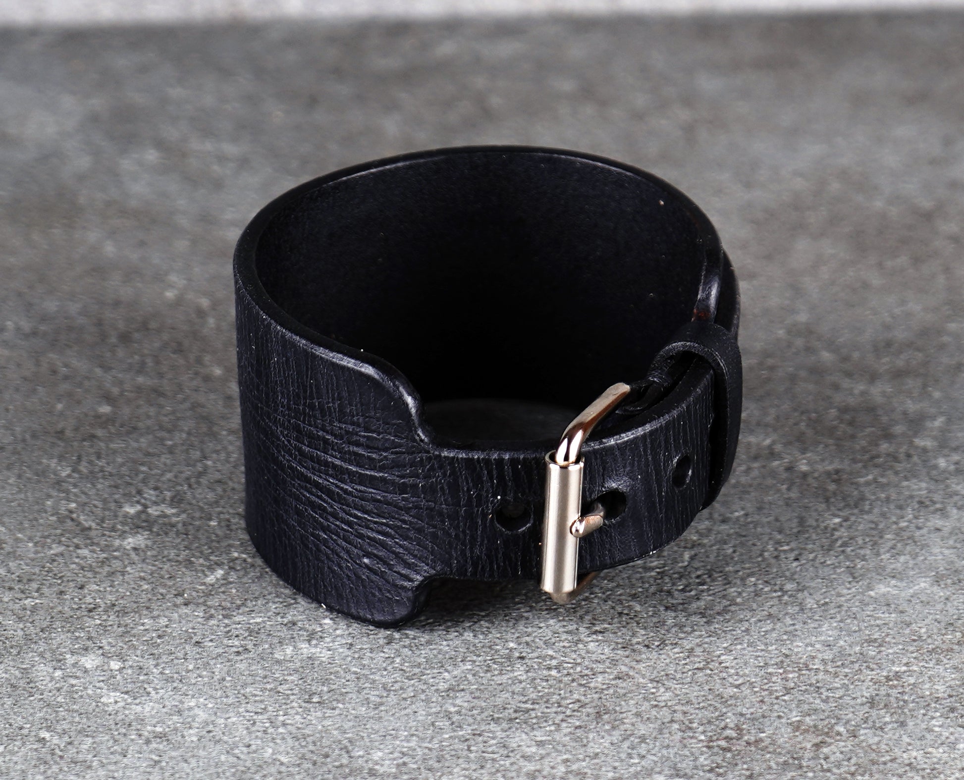 Black leather cuff bracelet