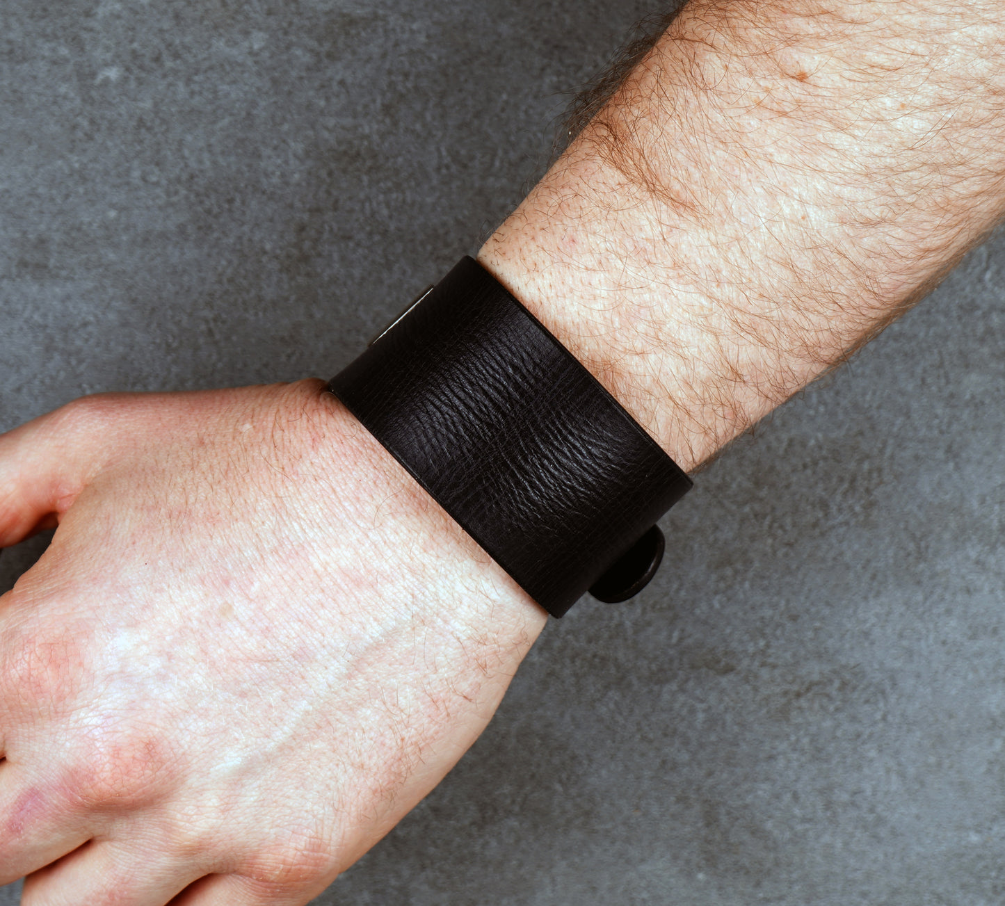 Black leather cuff bracelet