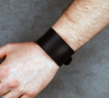 Black leather cuff bracelet