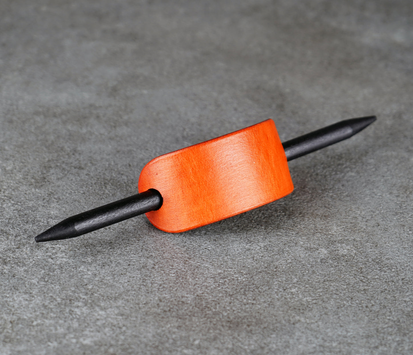 small orange leather barrette handmade premium leather

