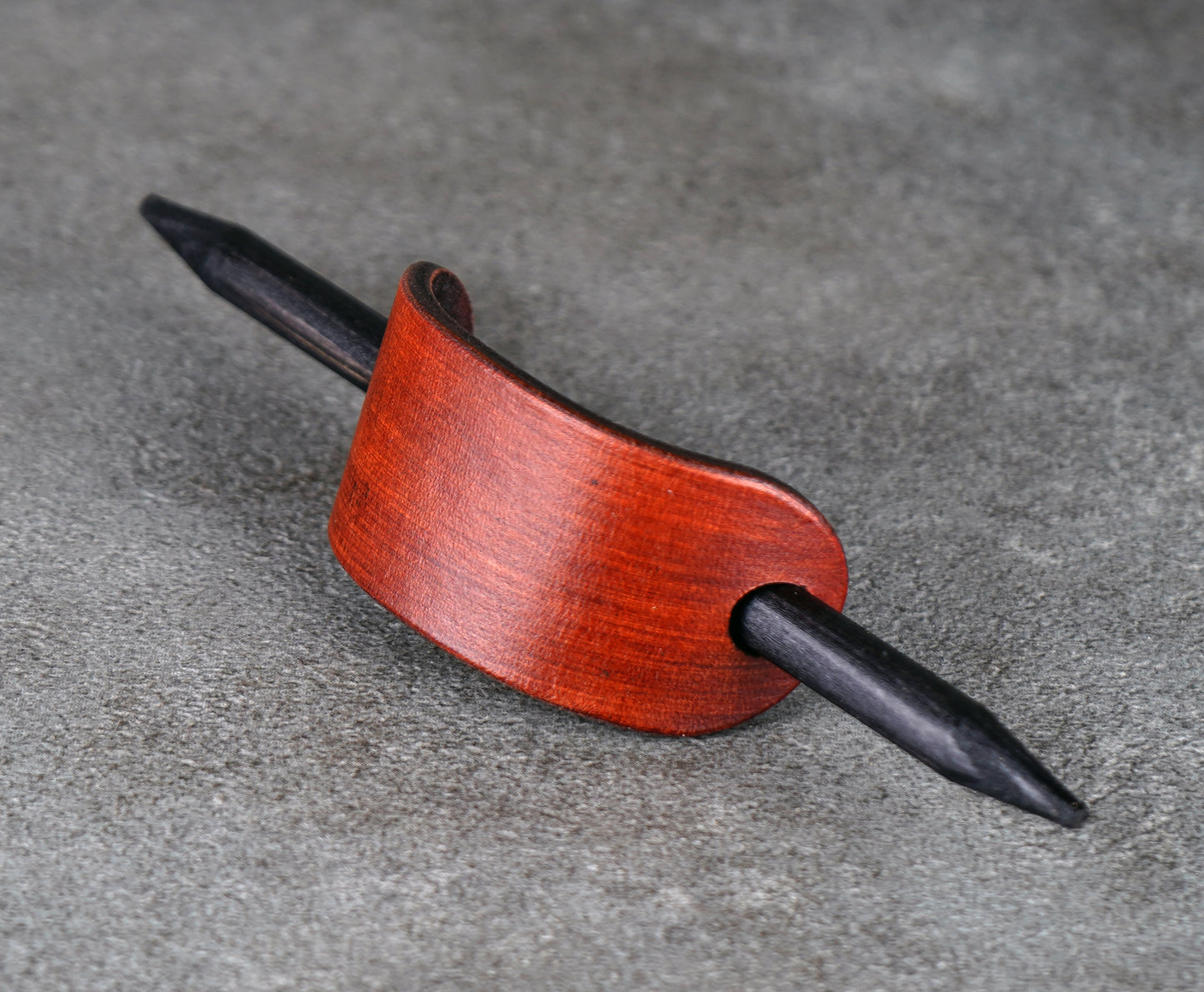 small brown leather barrette handmade premium leather
