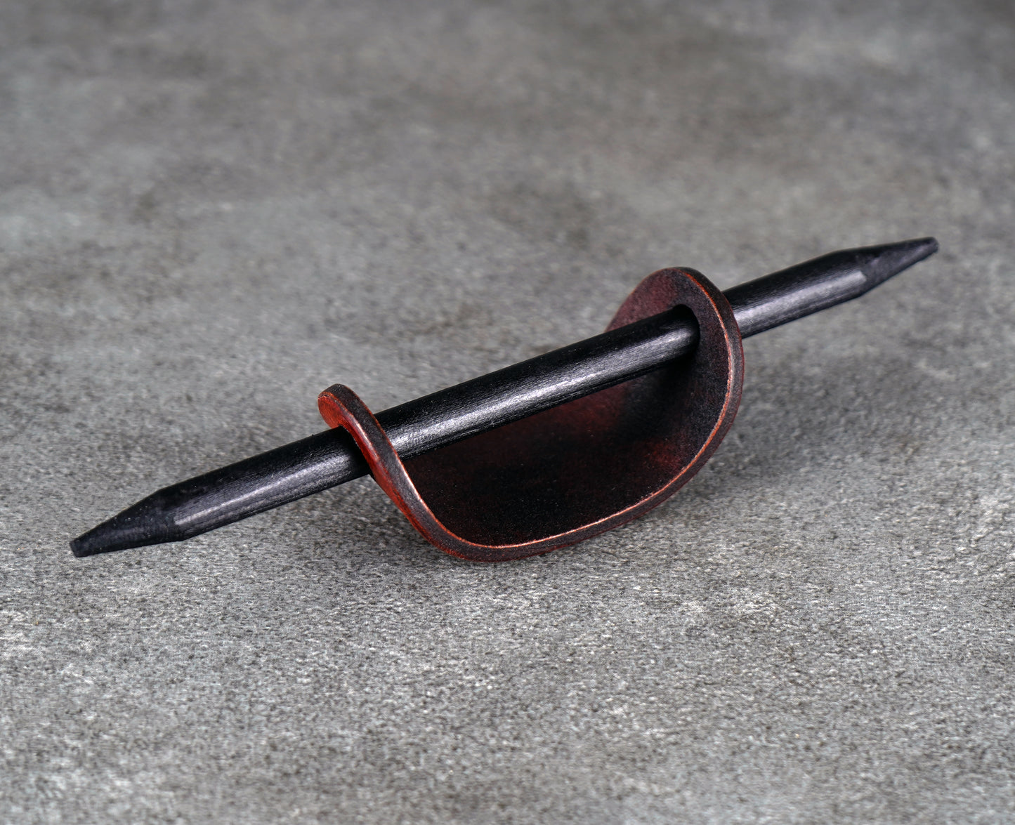small brown leather barrette handmade premium leather
