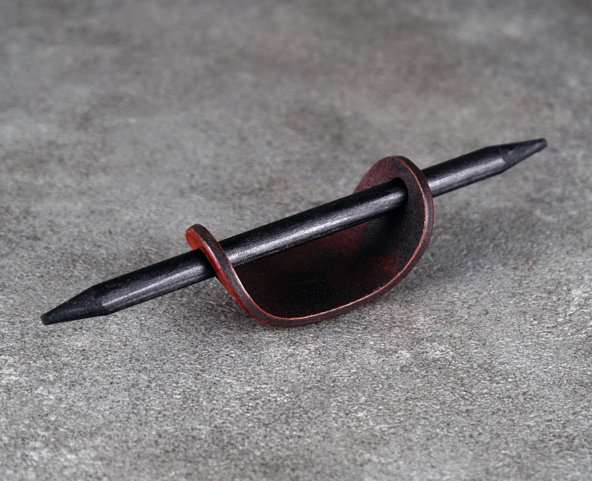 small brown leather barrette handmade premium leather

