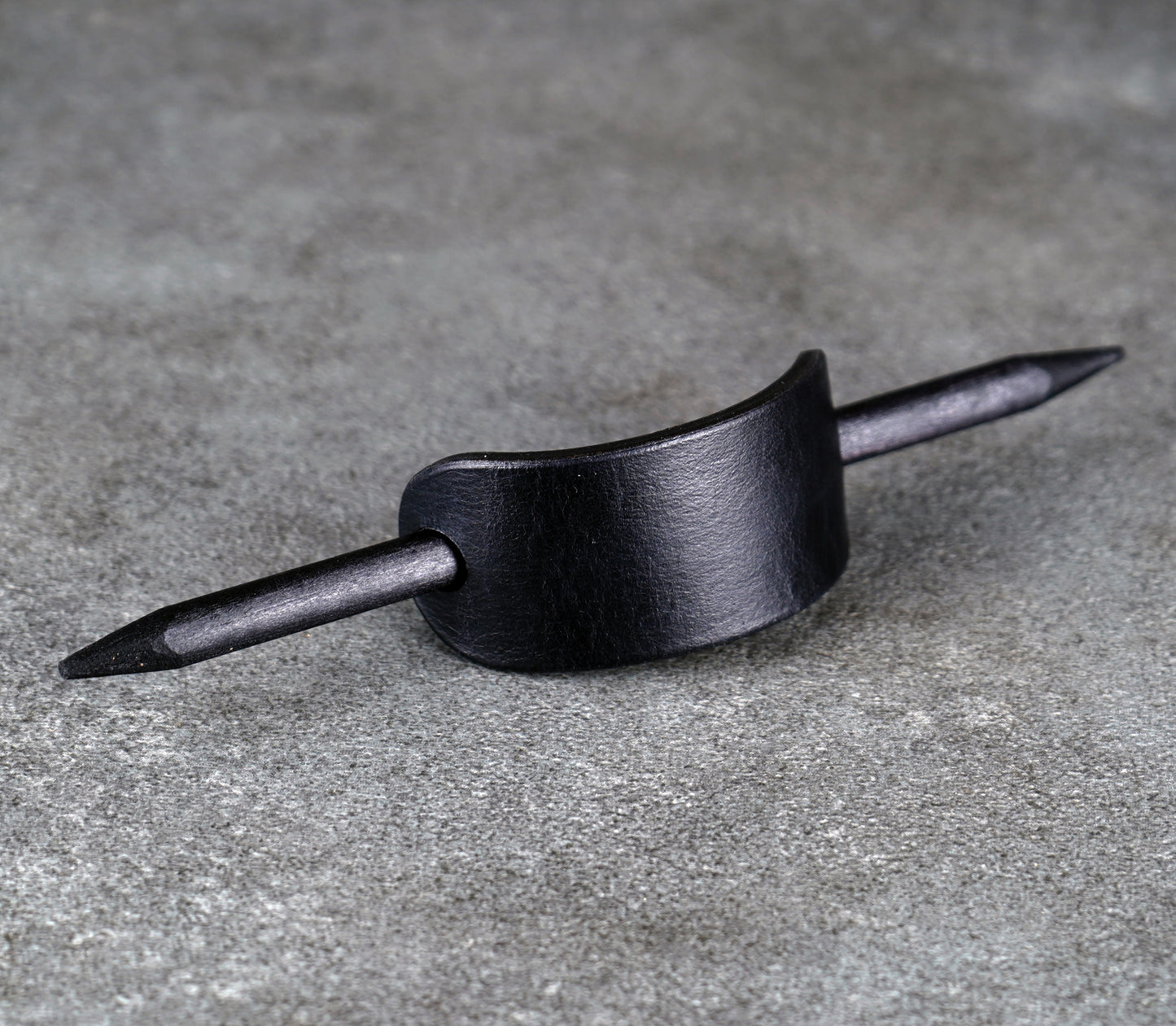 small black leather barrette handmade premium leather
