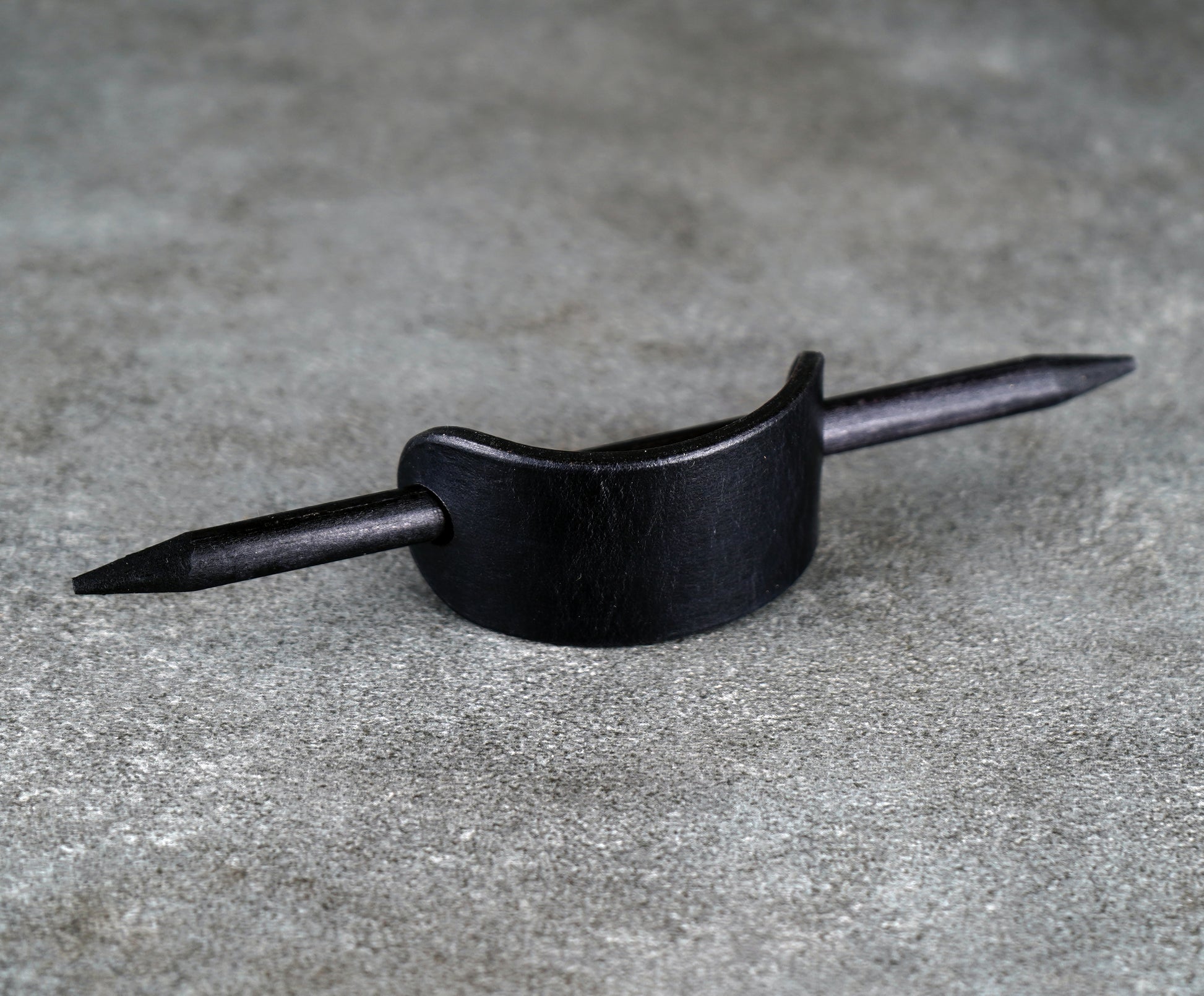 small black leather barrette handmade premium leather
