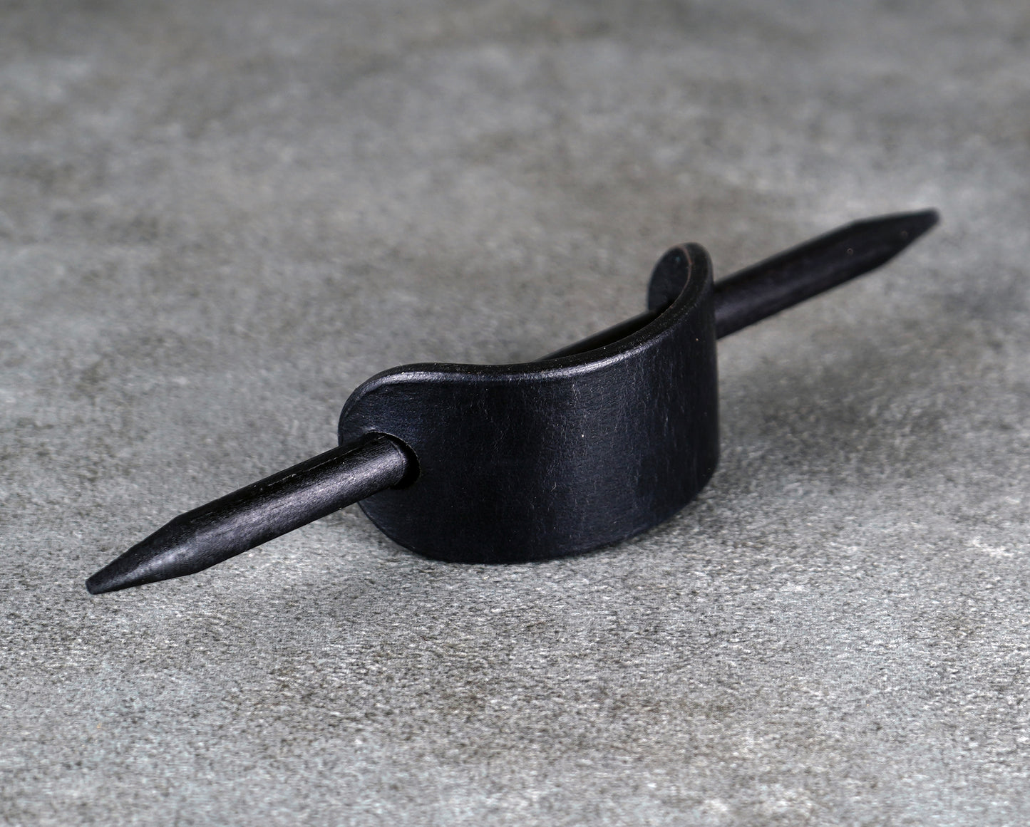 small black leather barrette handmade premium leather
