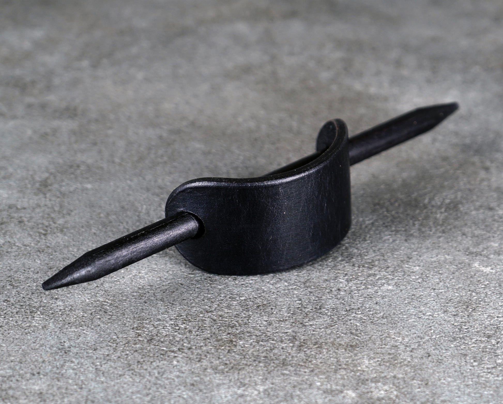 small black leather barrette handmade premium leather
