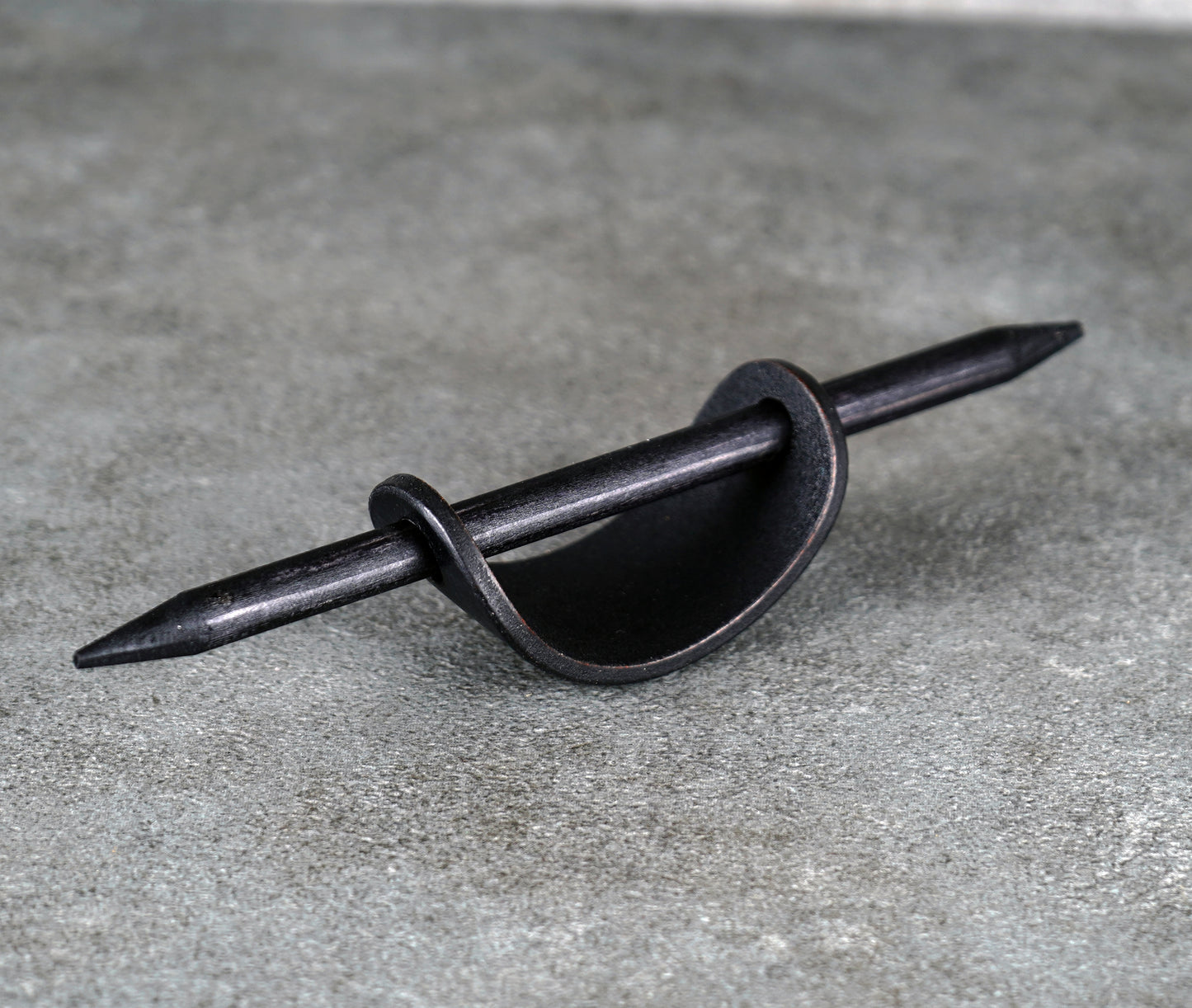 small black leather barrette handmade premium leather
