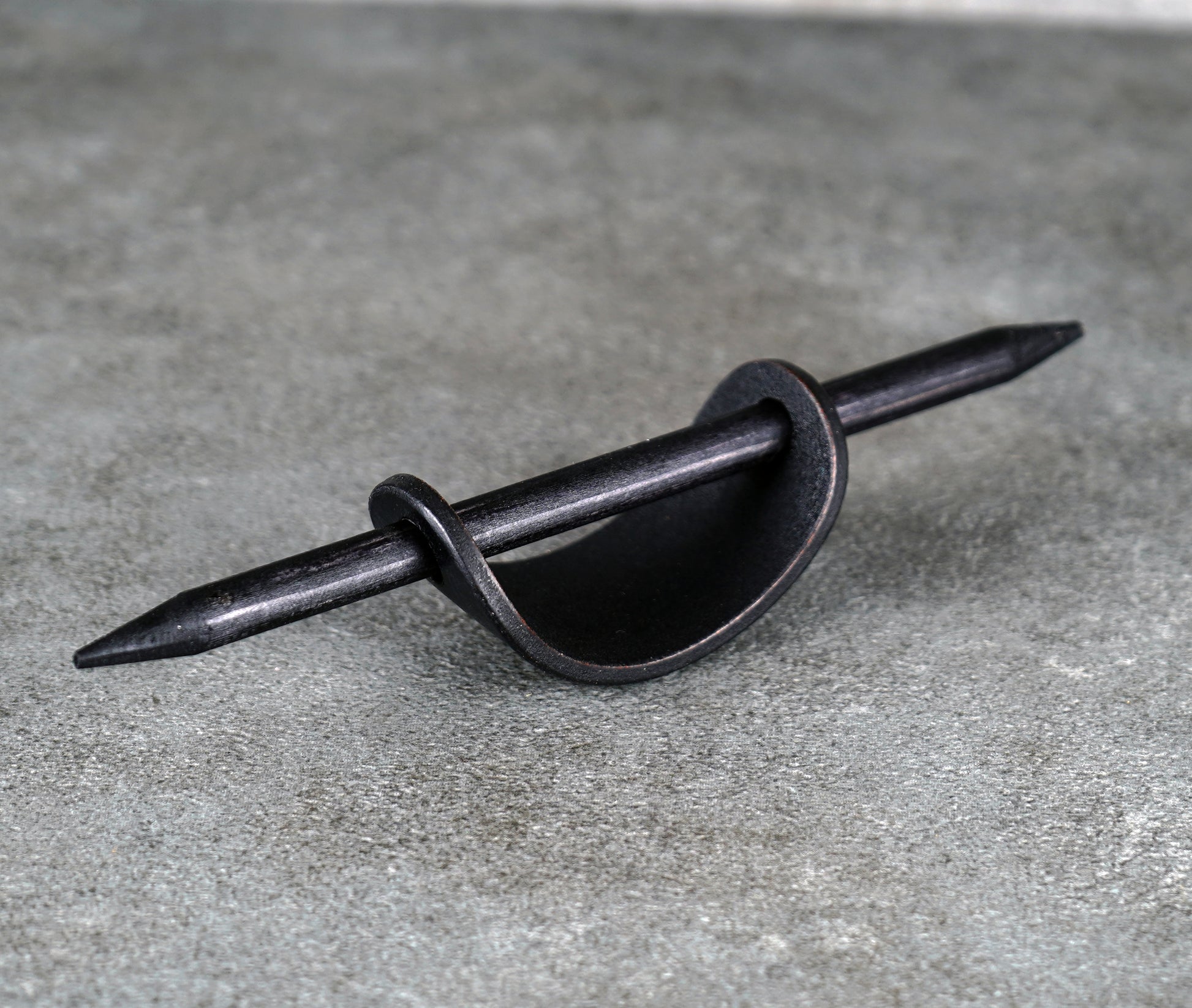 small black leather barrette handmade premium leather
