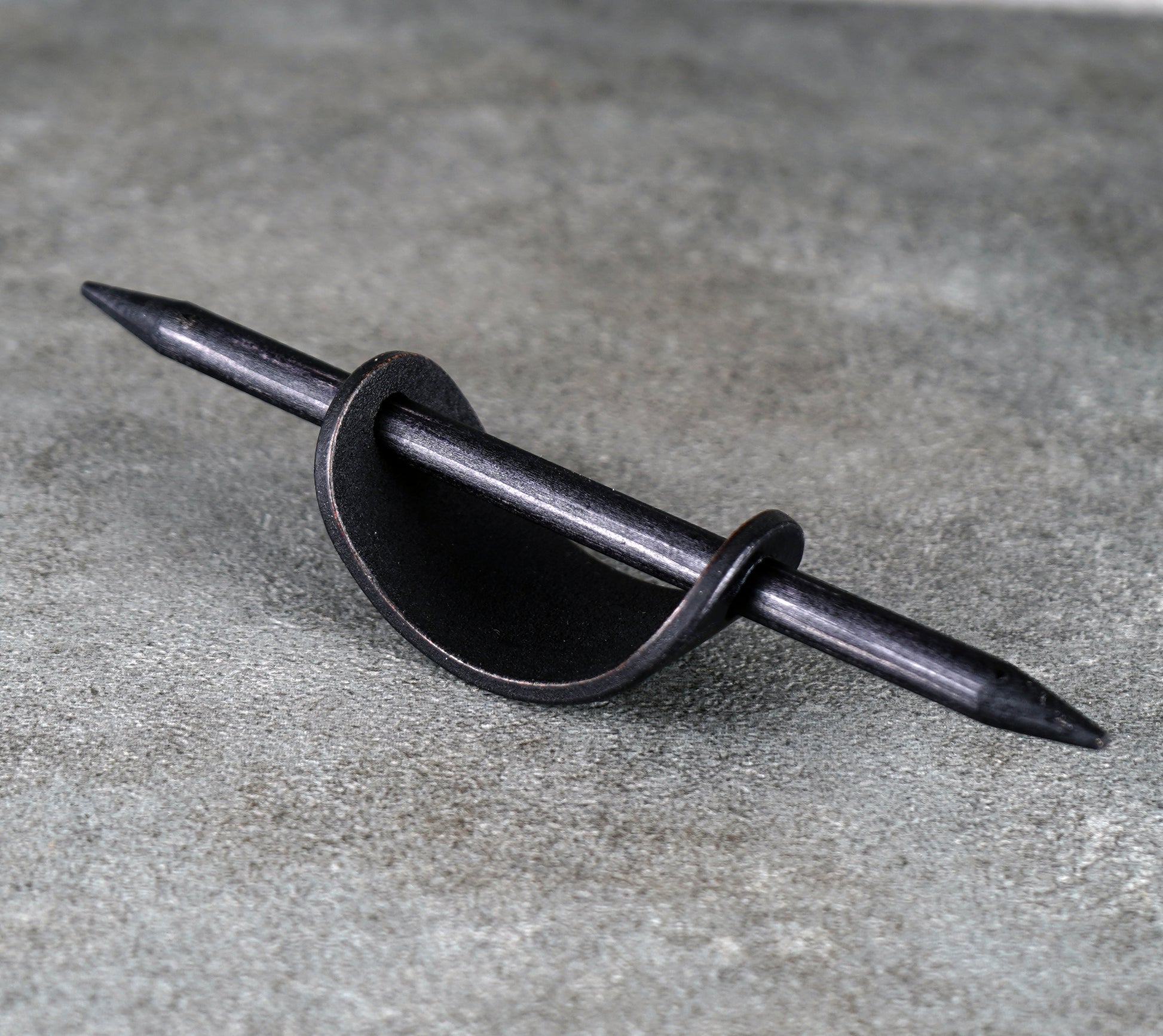 small black leather barrette handmade premium leather
