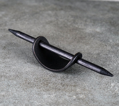 small black leather barrette handmade premium leather
