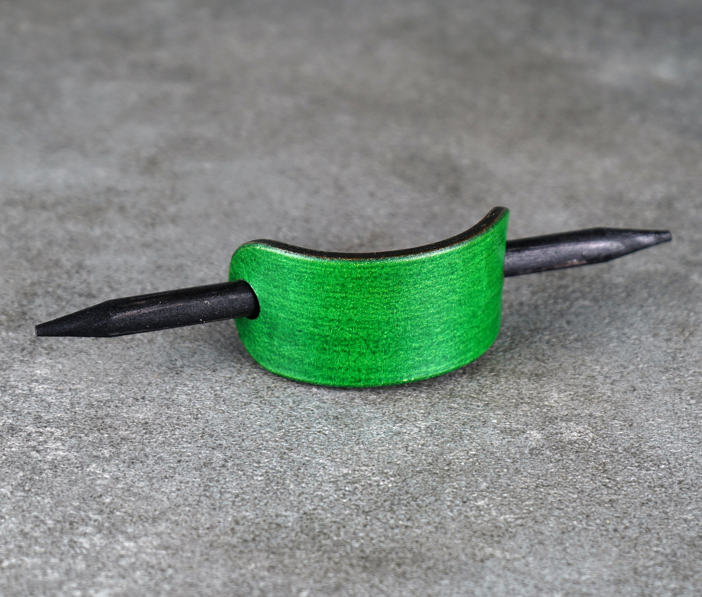 small green leather barrette handmade premium leather
