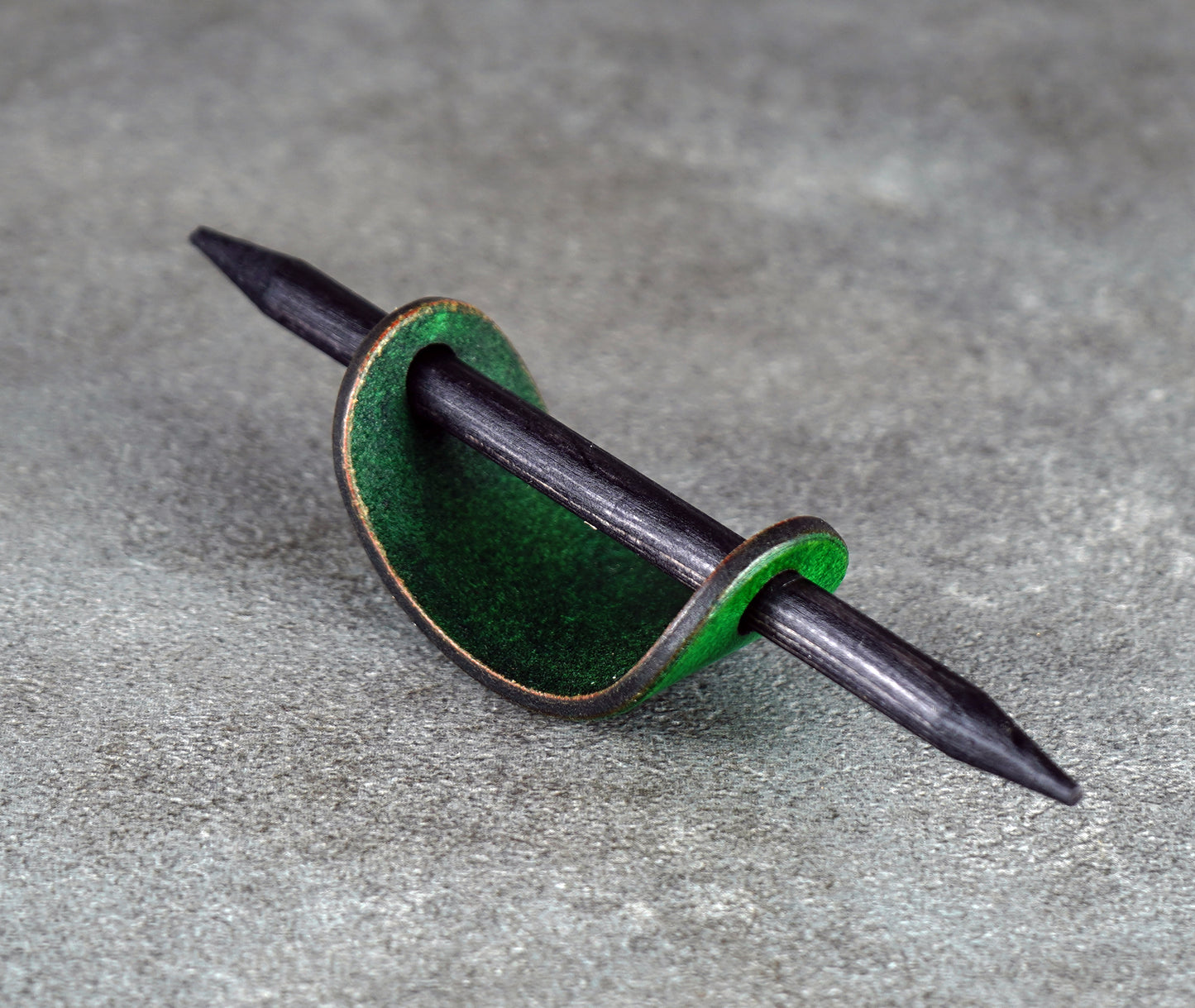 small green leather barrette handmade premium leather
