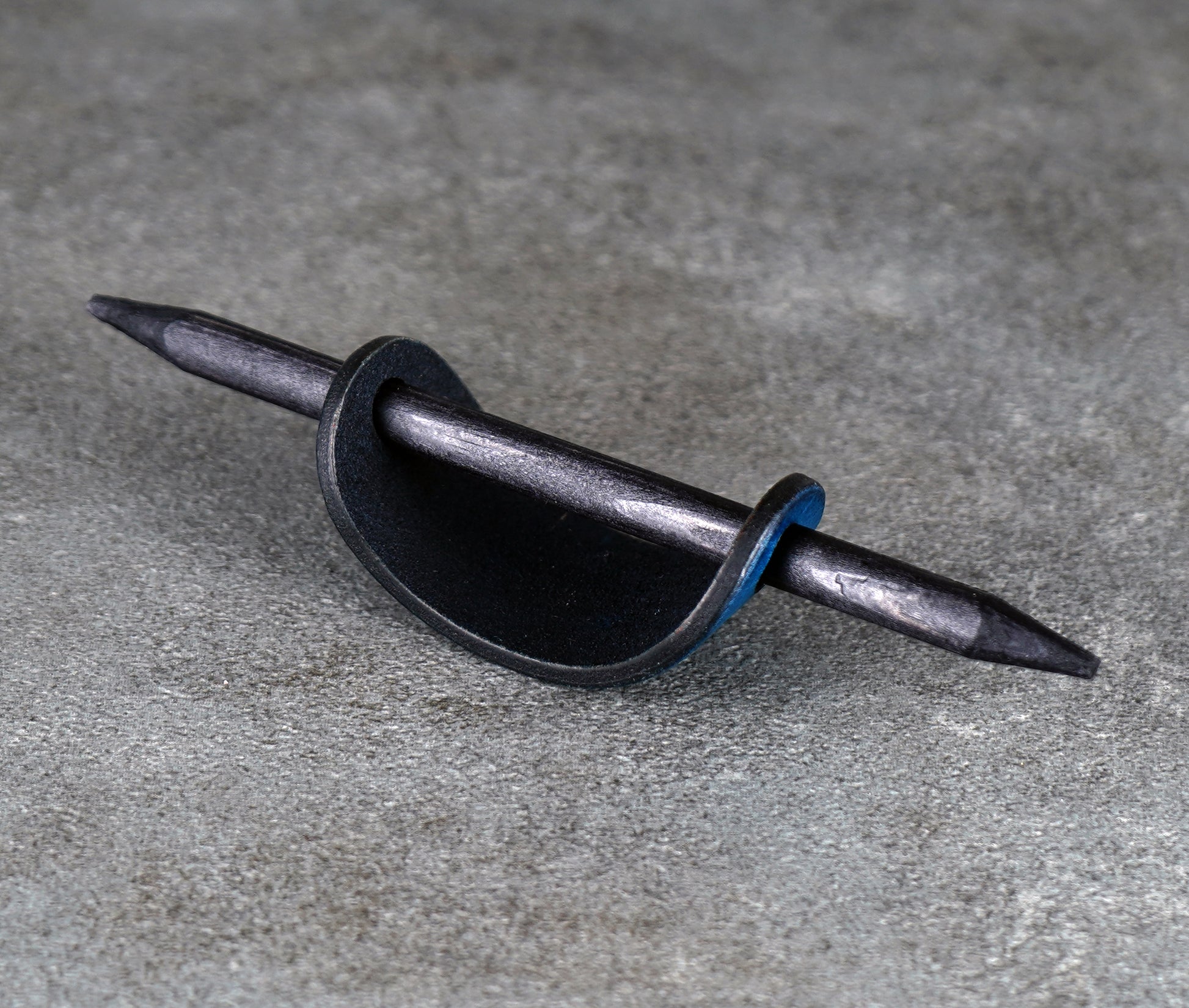 small blue hair leather barrette handmade premium leather