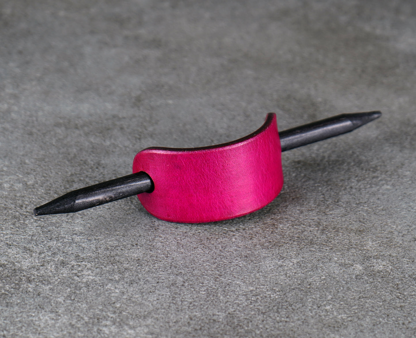 small pink leather barrette handmade premium leather
