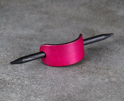 small pink leather barrette handmade premium leather
