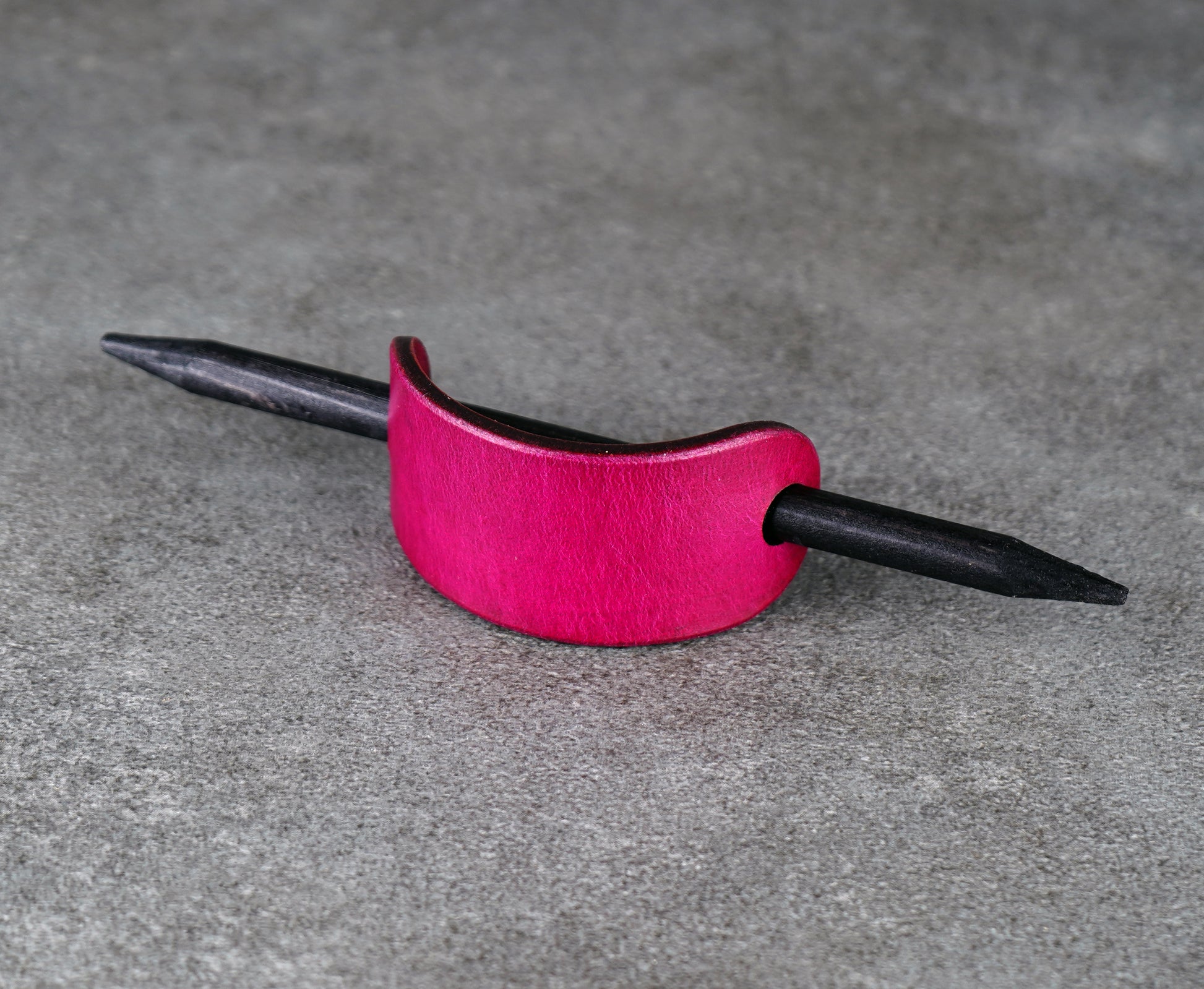 small pink leather barrette handmade premium leather
