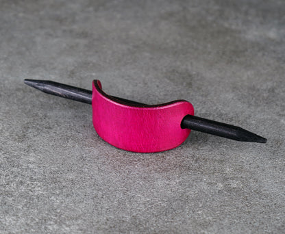 small pink leather barrette handmade premium leather
