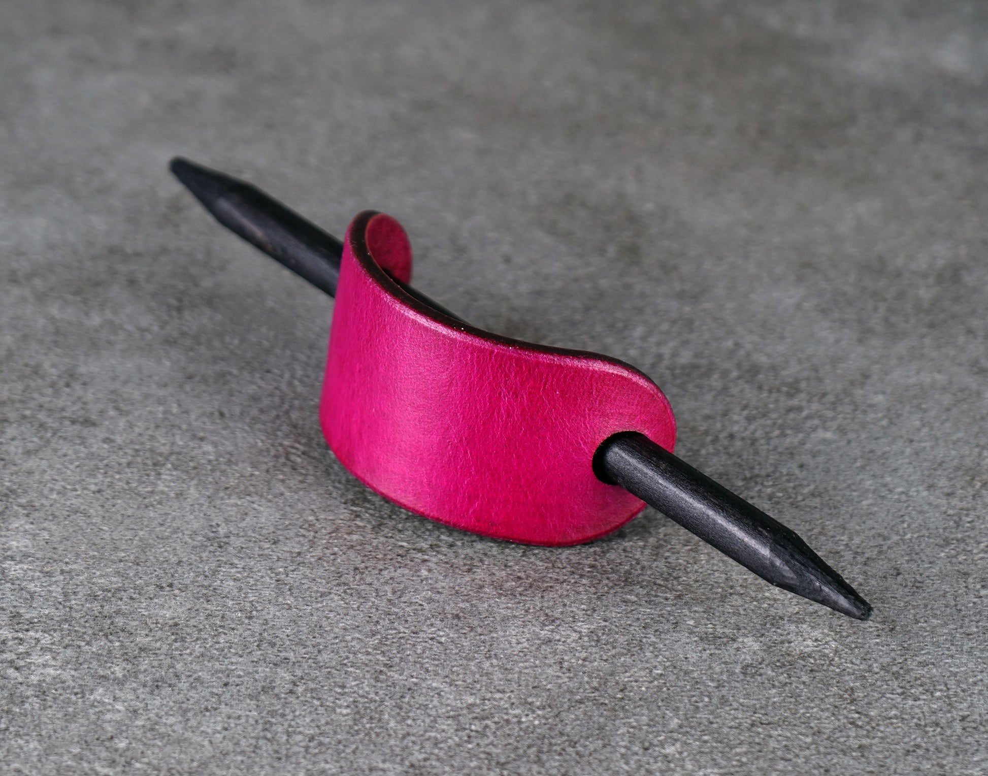 small pink leather barrette handmade premium leather
