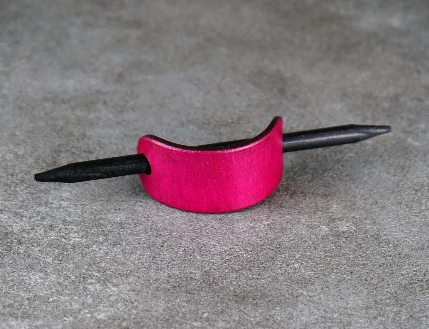 small pink leather barrette handmade premium leather

