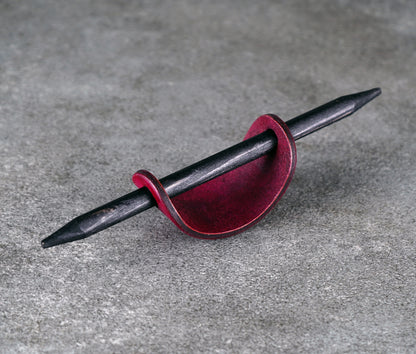 small pink leather barrette handmade premium leather
