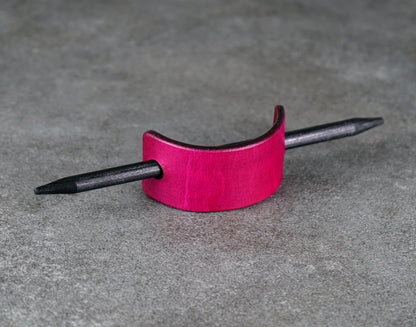 small pink leather barrette handmade premium leather
