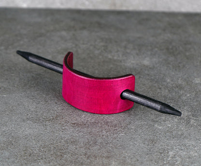 small pink leather barrette handmade premium leather
