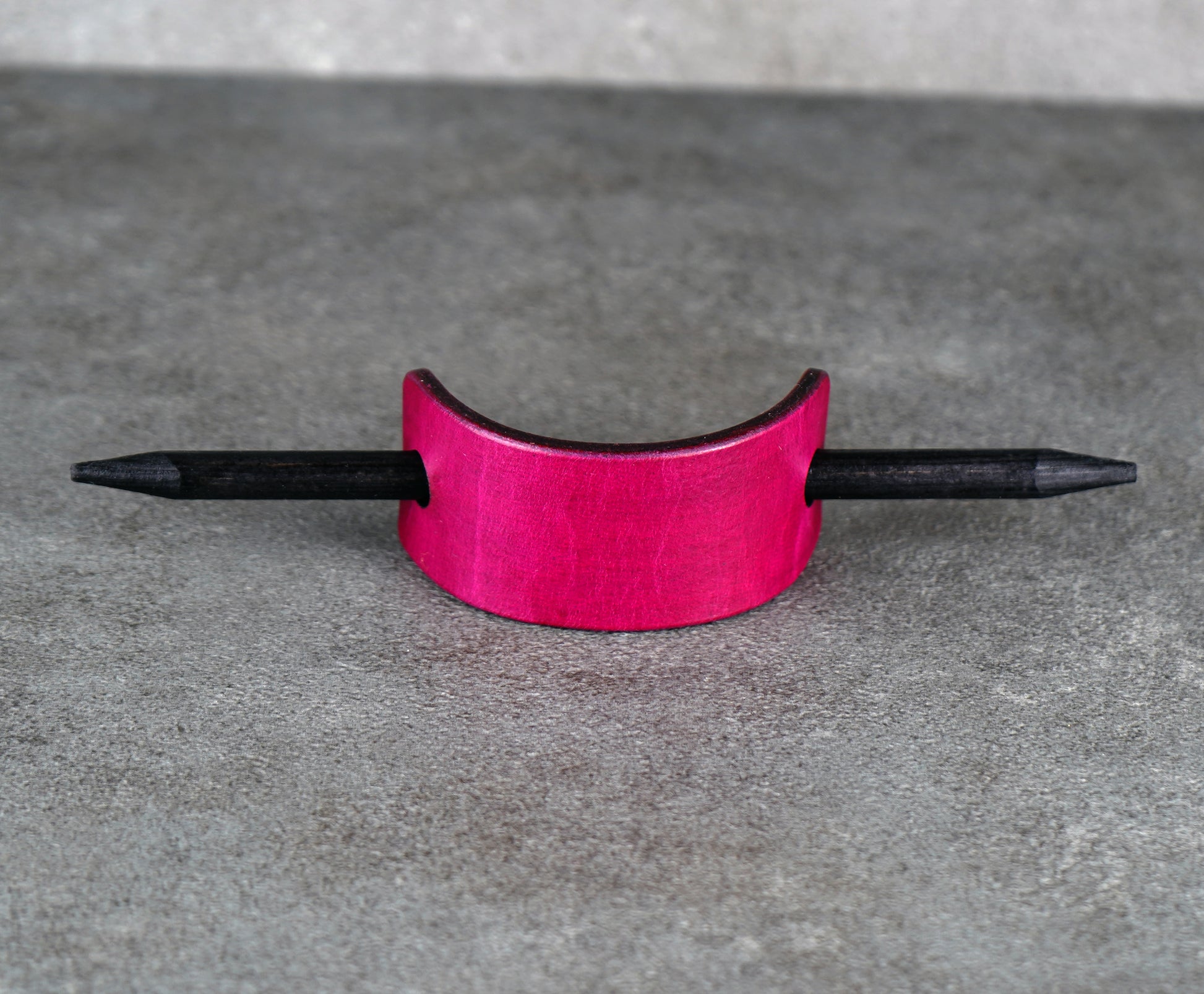 small pink leather barrette handmade premium leather
