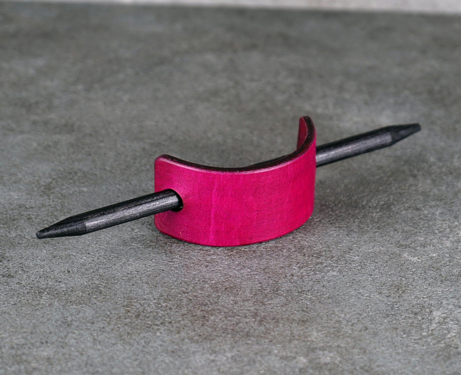 small pink leather barrette handmade premium leather
