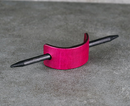 small pink leather barrette handmade premium leather
