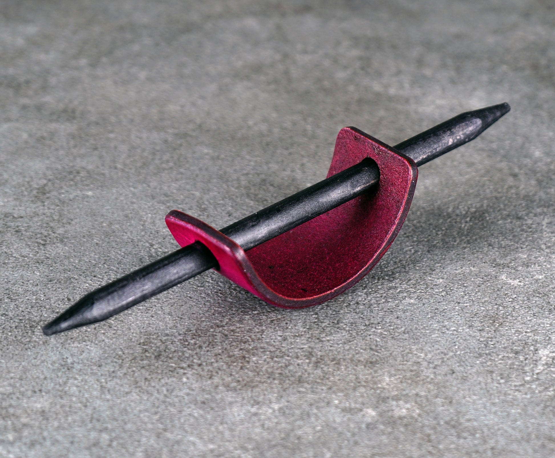 small pink leather barrette handmade premium leather
