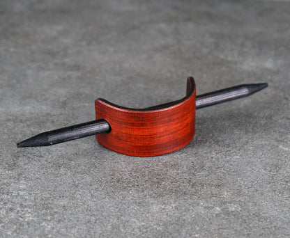 small brown leather barrette handmade premium leather
