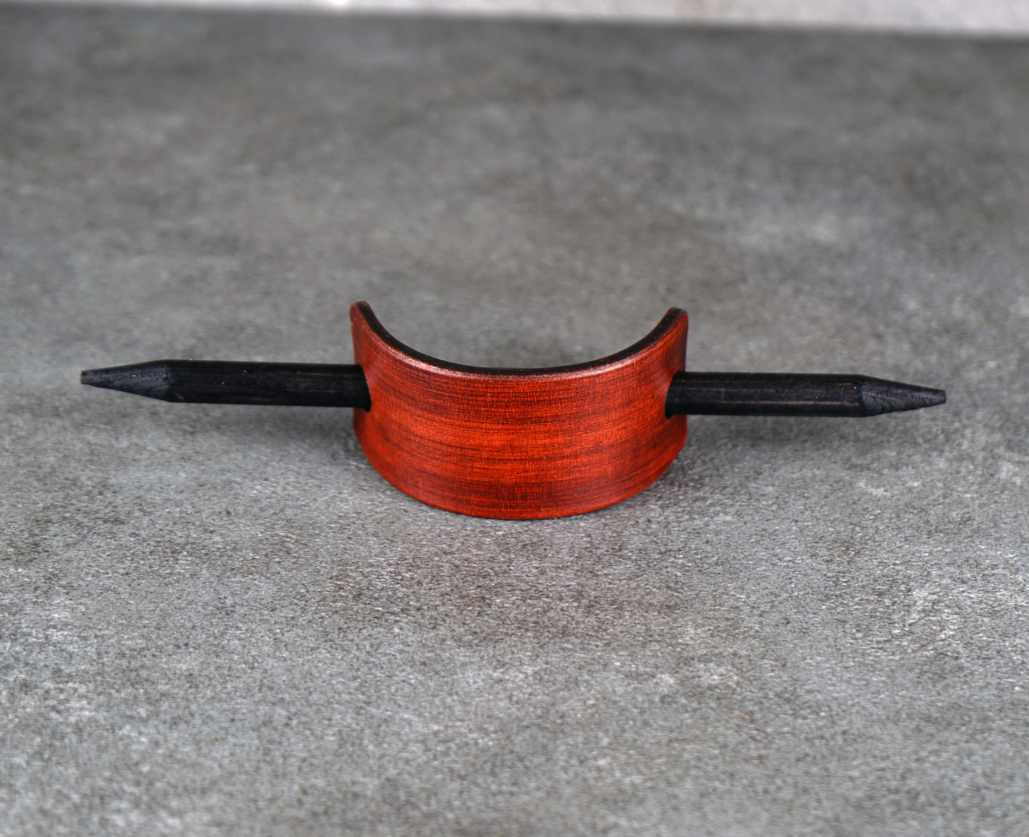 small brown leather barrette handmade premium leather
