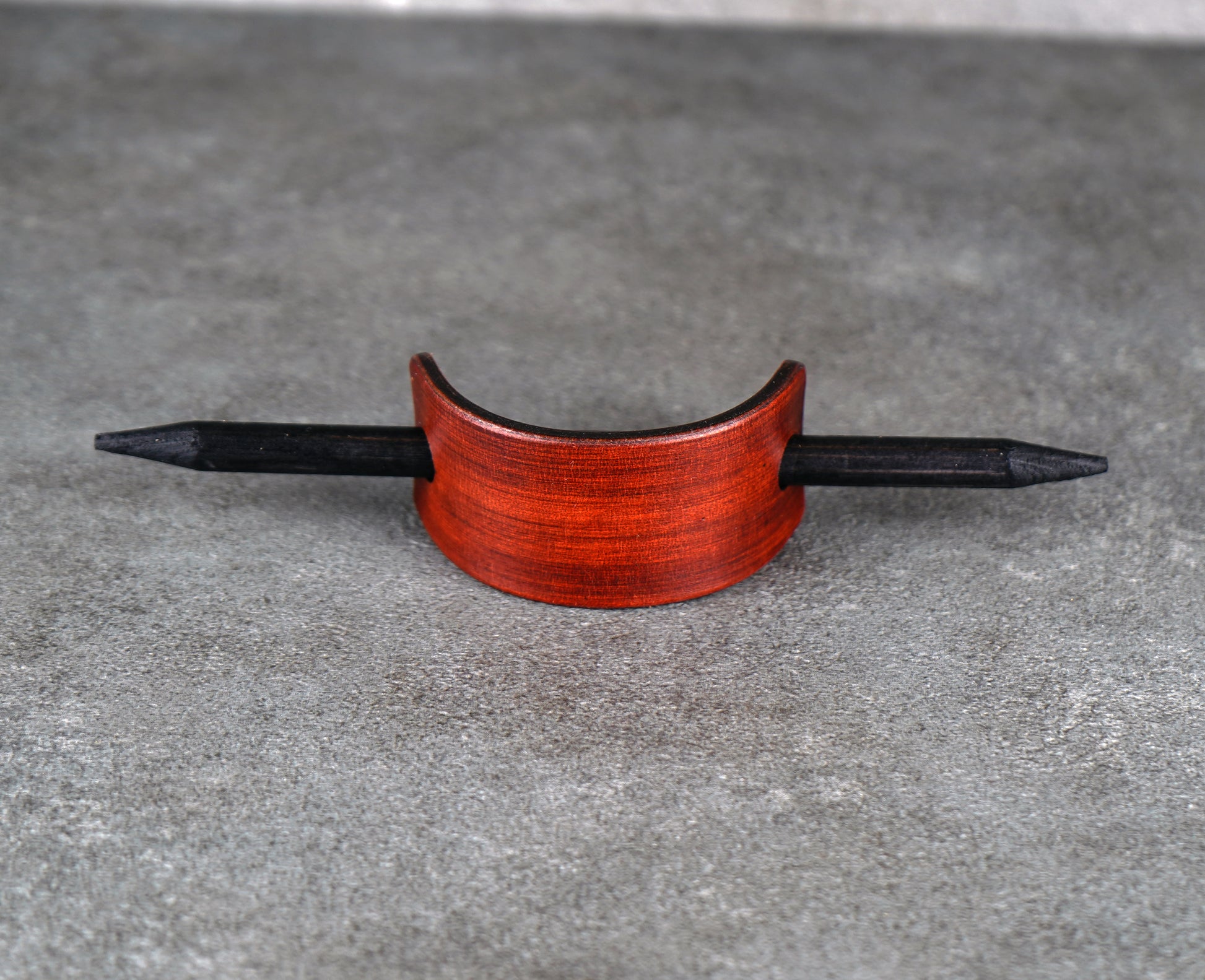 small brown leather barrette handmade premium leather
