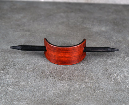 small brown leather barrette handmade premium leather
