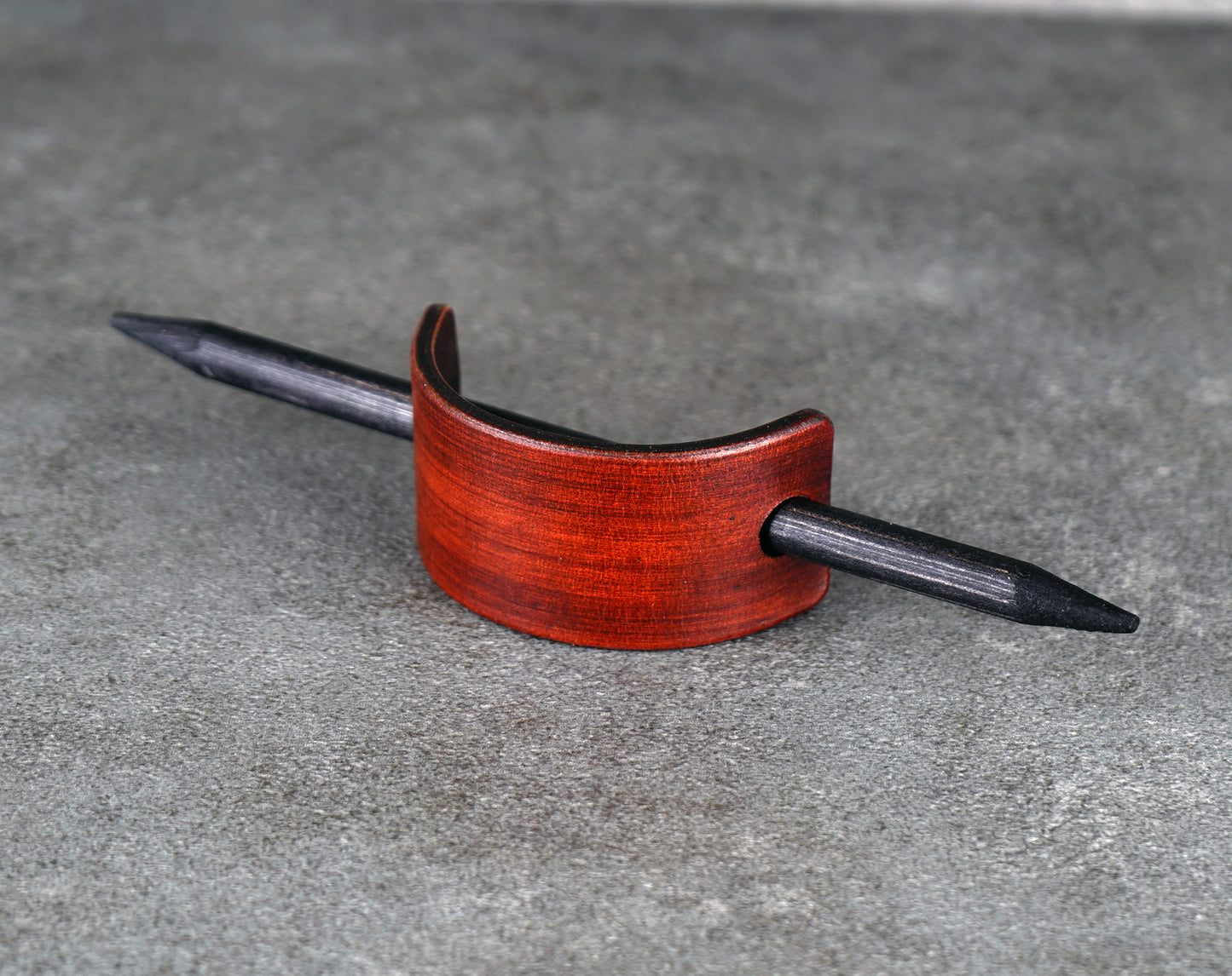 small brown leather barrette handmade premium leather
