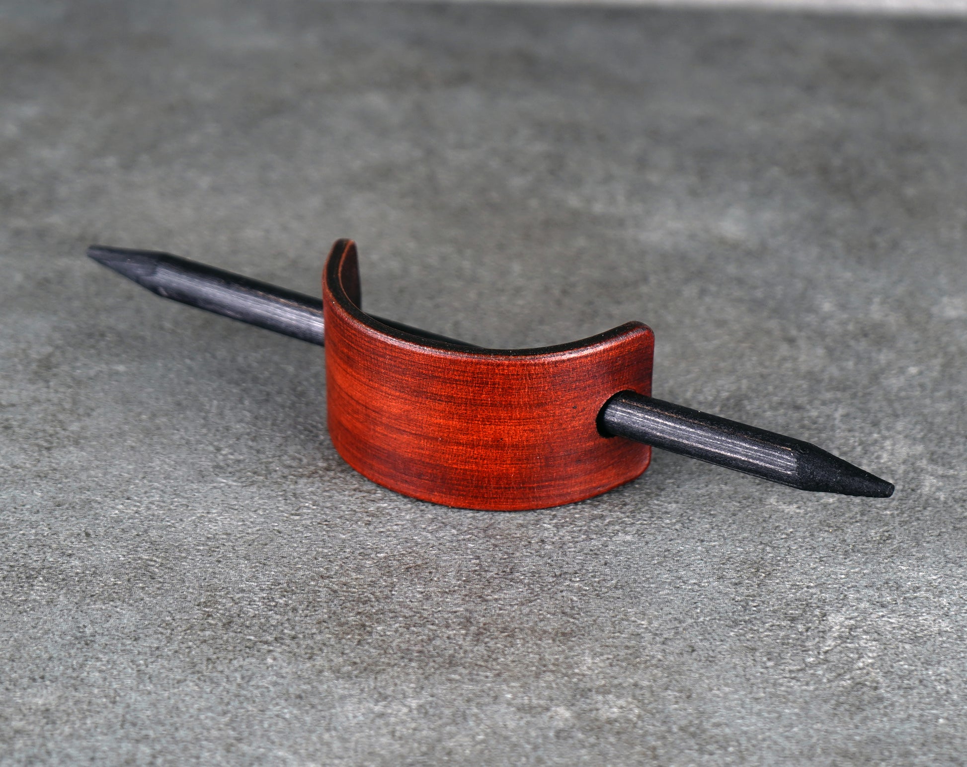 small brown leather barrette handmade premium leather
