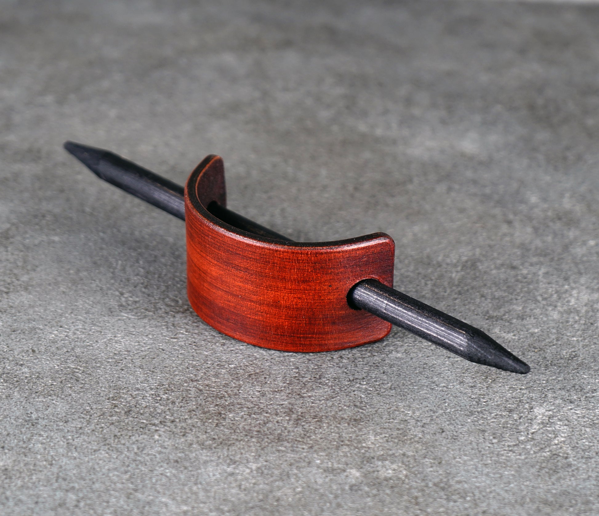 small brown leather barrette handmade premium leather
