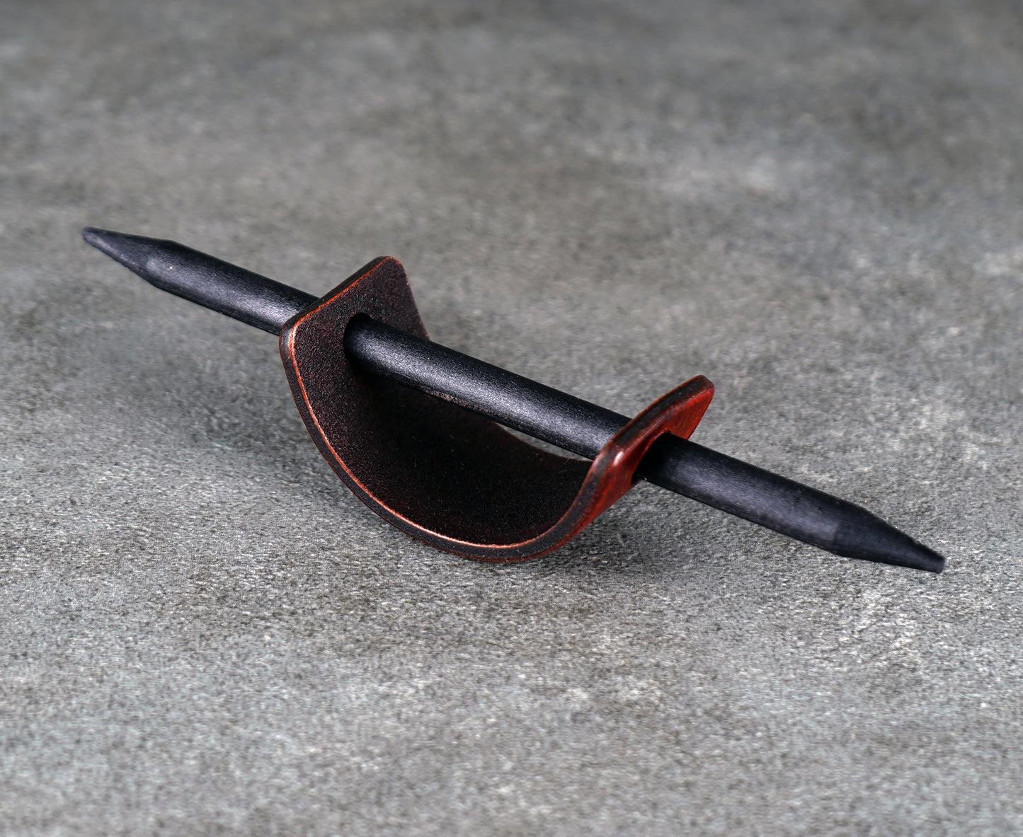 small brown leather barrette handmade premium leather
