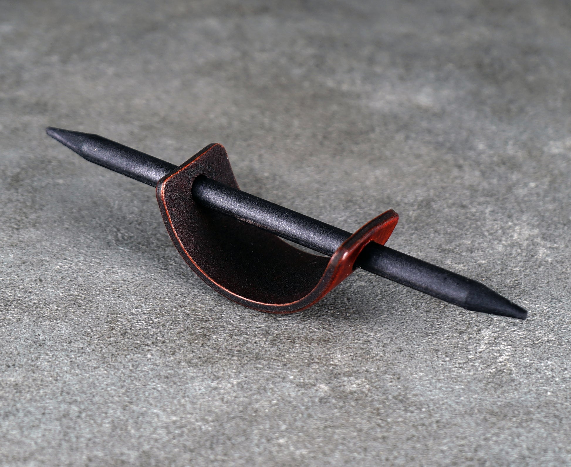 small brown leather barrette handmade premium leather
