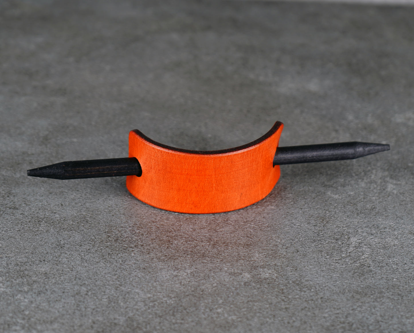 small orange leather barrette handmade premium leather
