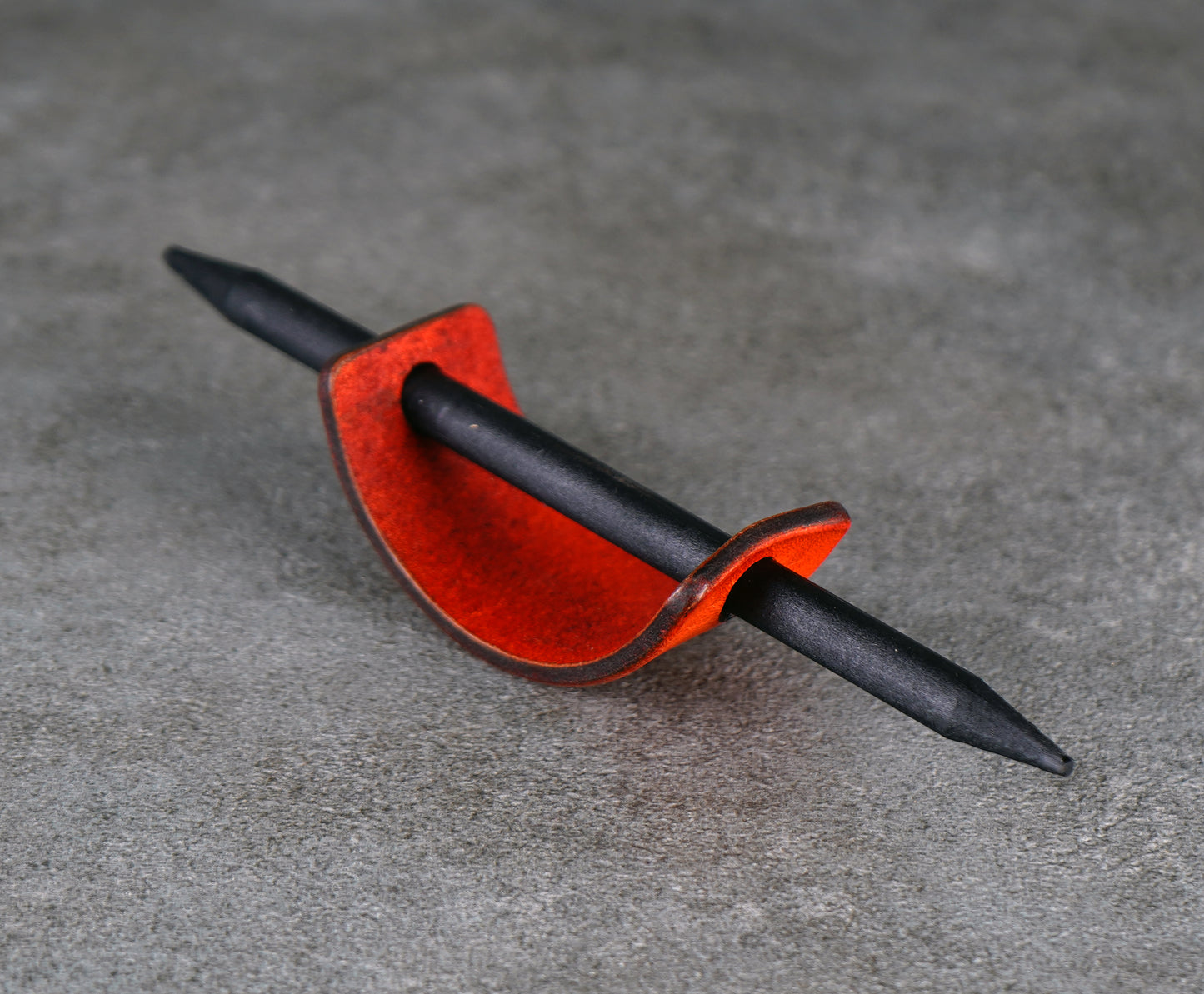small orange leather barrette handmade premium leather
