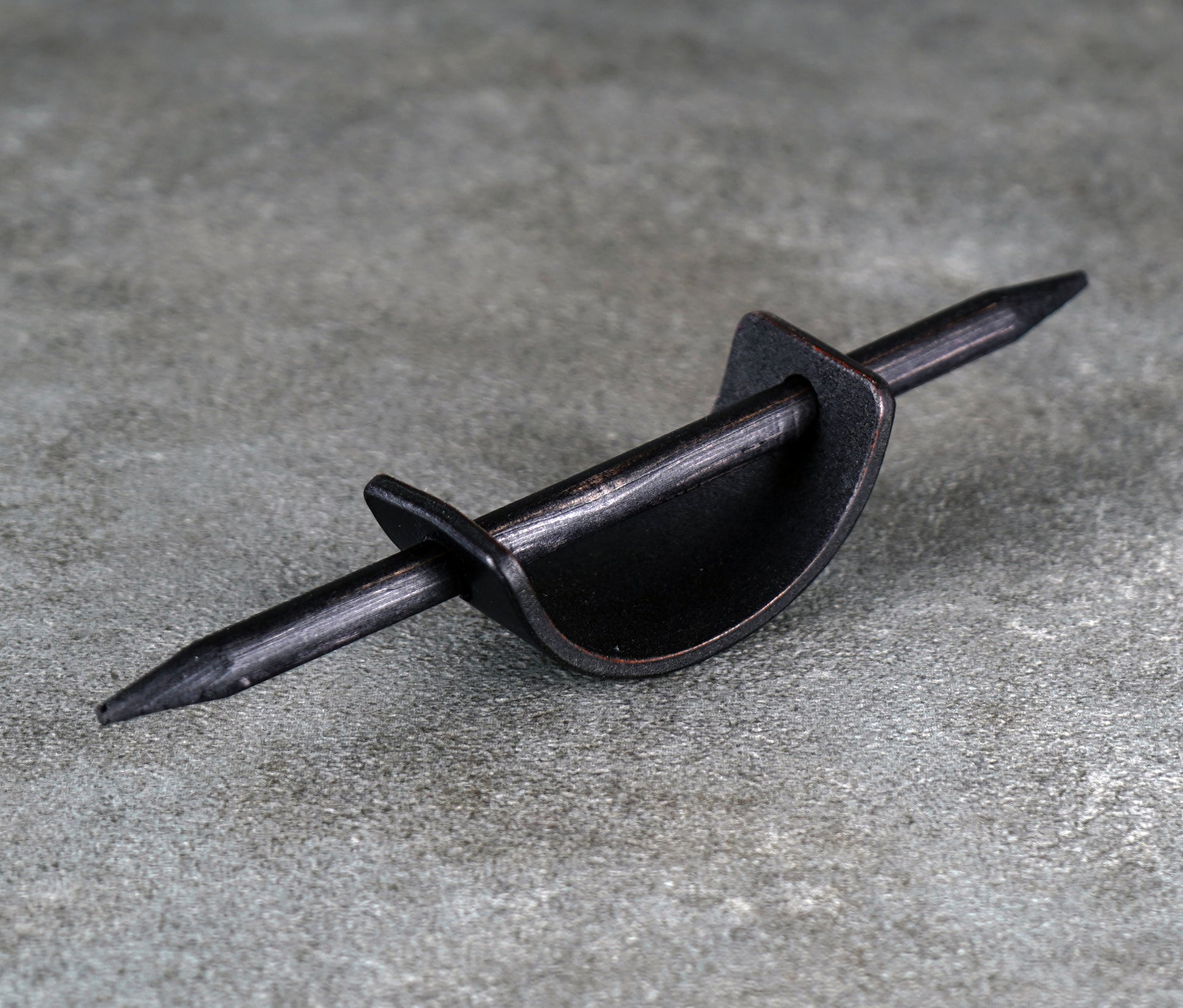 small black leather barrette handmade premium leather
