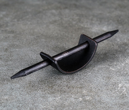 small black leather barrette handmade premium leather
