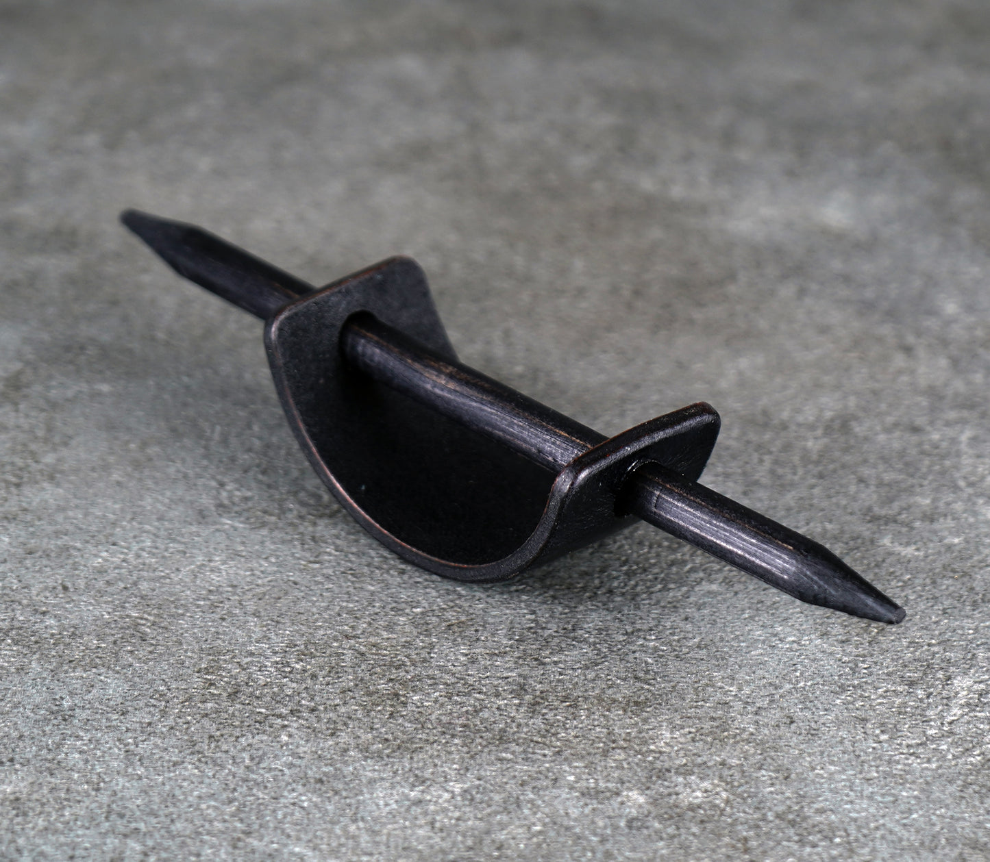 small black leather barrette handmade premium leather
