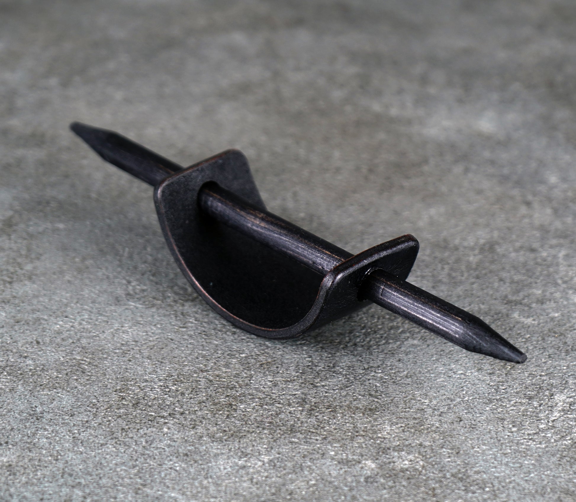small black leather barrette handmade premium leather
