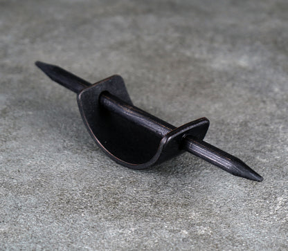 small black leather barrette handmade premium leather
