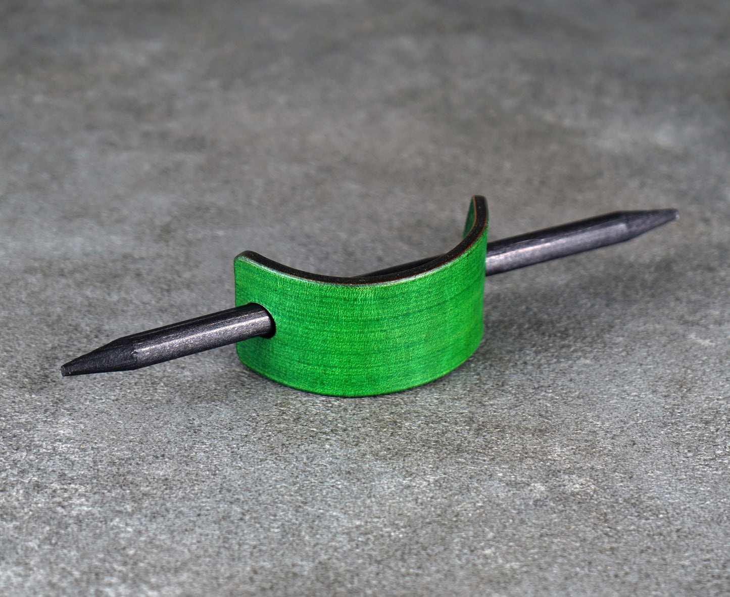 small green leather barrette handmade premium leather
